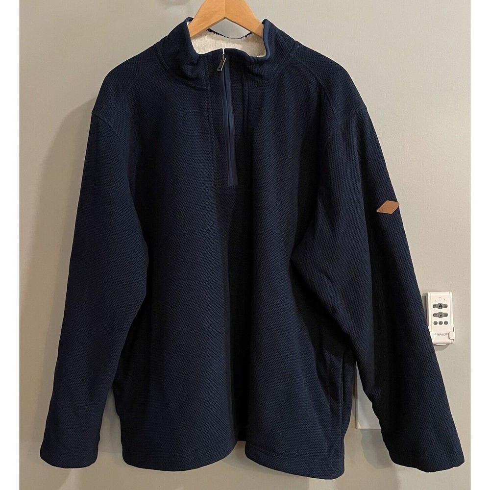 Orvis Sweater Thick Fleece Sherpa Lined 1/2 Zip Pullover Thermal Jacket XXL